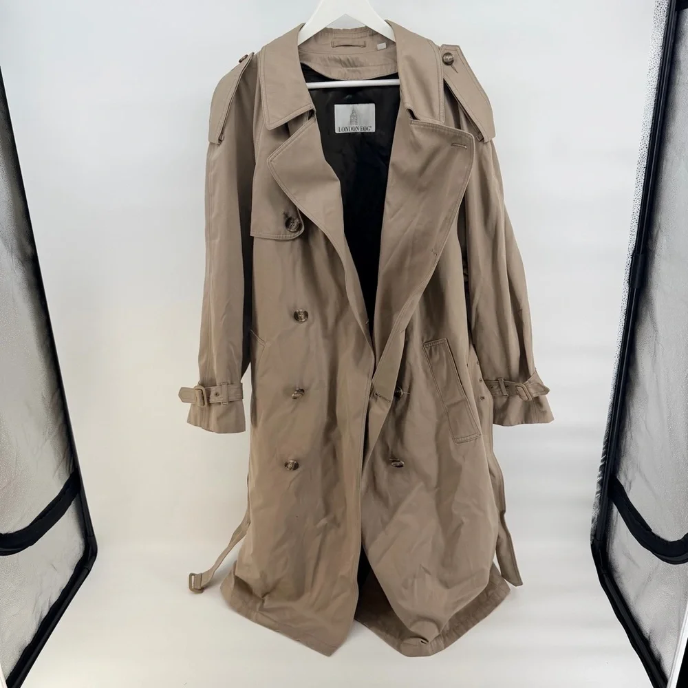 London Fog Vintage Tan Double Breasted Trench Coat with zip in lining